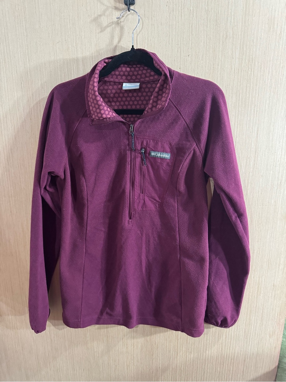 Columbia Omni Heat Plum Purple Dot-Pattern Quarter-Zip Pullover Size Small